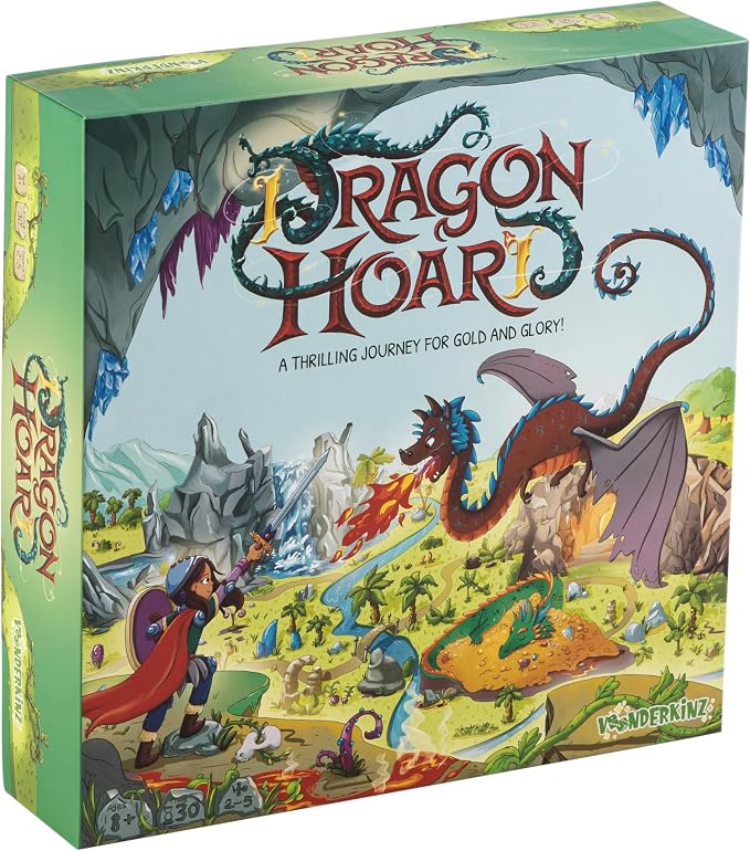 Dragon Hoard Board Game, Fantasy Adventure for Kids and Family, Fight Dragons to Win Gold, Fun and Easy Strategy, Semi-cooperative gameplay, Ideal for Family Game Nights, Ages 8+, 30 mins, 2-5 Players