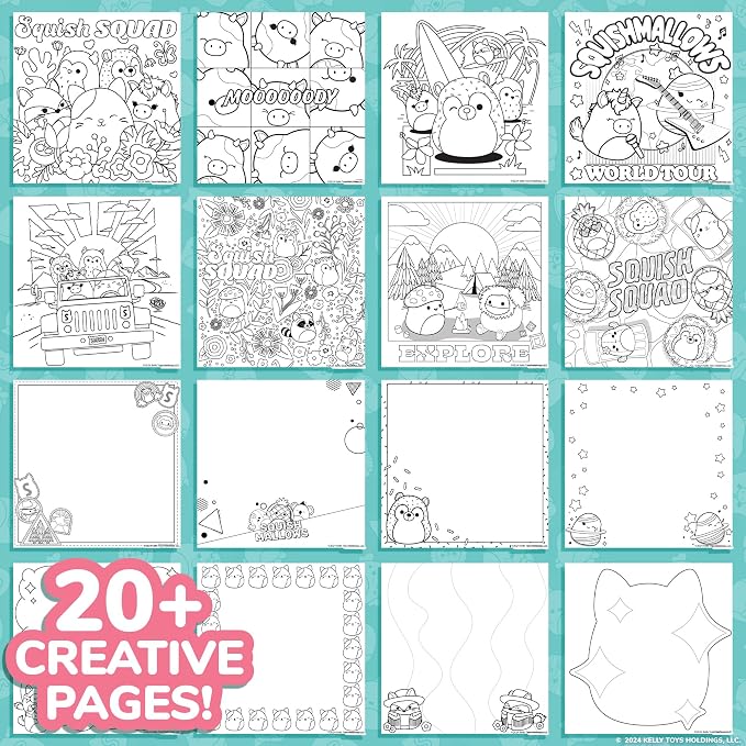 Original Squishmallows Sketchbook, Over 20 Stationery Supplies, Features Squishmallows Scrapbook Stickers, Cam The Cat Fidget Toy, Drawing Paper, Great Kids Craft, Coloring Books for Kids Ages 4-8