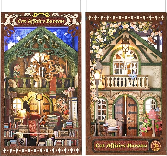 TOYQI Book Nook Kit, DIY Miniature Dollhouse Kit for Adults and Teens | Booknook Tiny House Kit Bookshelf Decoration 3D Wooden Puzzle Bookend