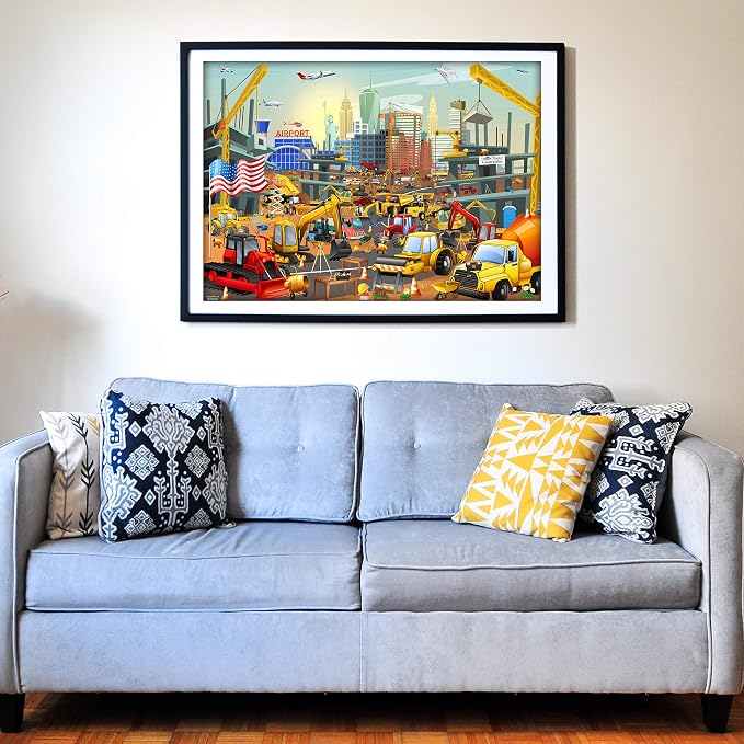 Think2Master Construction in New York City, USA 100 Pieces Jigsaw Puzzle Puzzle for Families. Great Gift. Size:23.4” X 16.5”