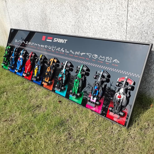 Display Wallboard for Lego Speed 66802 Champions - Contains 10 Sets in 1(77242,77243,77244,77245,77246,77249,77251) F1,Adult Collectibles for Car Wall Mount Building Blocks (Only Display Wallboard)