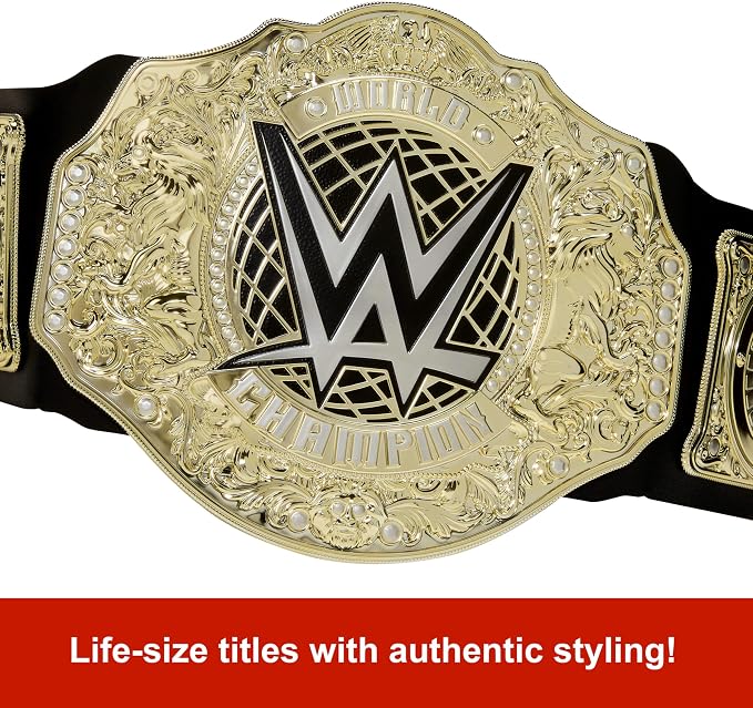 Mattel WWE Championship Title, World Heavyweight Championship Role-Play & Costume Piece, Leather-Like Belt 3+ Feet with One-Time Adjustment