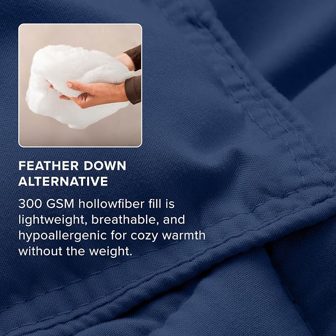 Bare Home Bed-in-A-Bag 7 Piece Comforter & Sheet Set - King - Goose Down Alternative - Ultra-Soft 1800 Premium - Bed Set (King, Dark Blue/Dark Blue)
