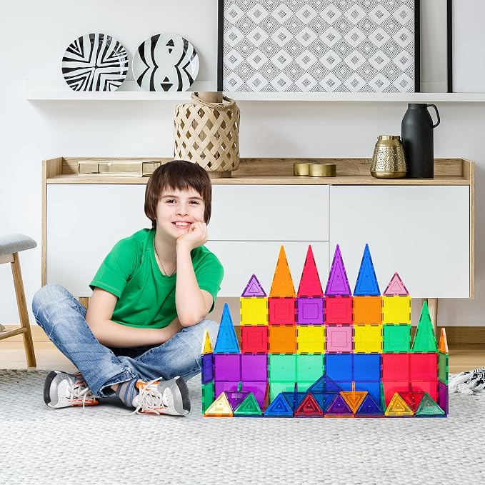 PicassoTiles Mega Building Bundle: 100PC + 60PC Magnet Tiles Construction Blocks Playsets, STEAM Learning & Educational Sensory Playset for Preschool & Kindergarten Kids Ages 3+, A Classroom Must Have