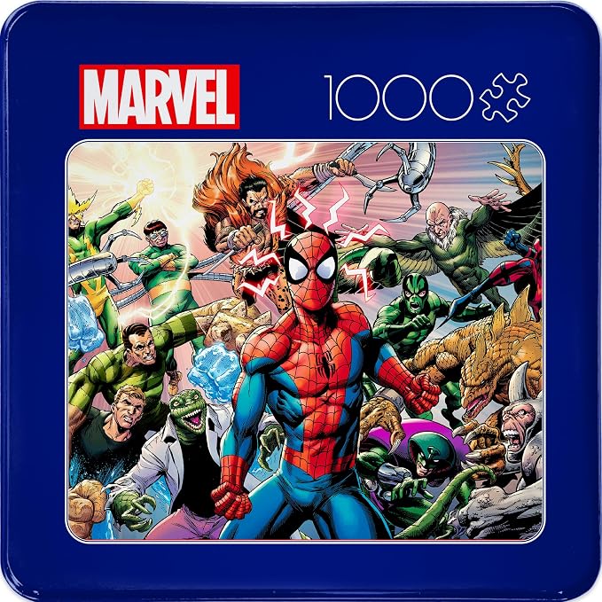 Buffalo Games - Marvel - Spider-Man Sinister War - 1000 Piece Jigsaw Puzzle for Adults - Collectible Tin Case - Finished Size is 26.6 x 19