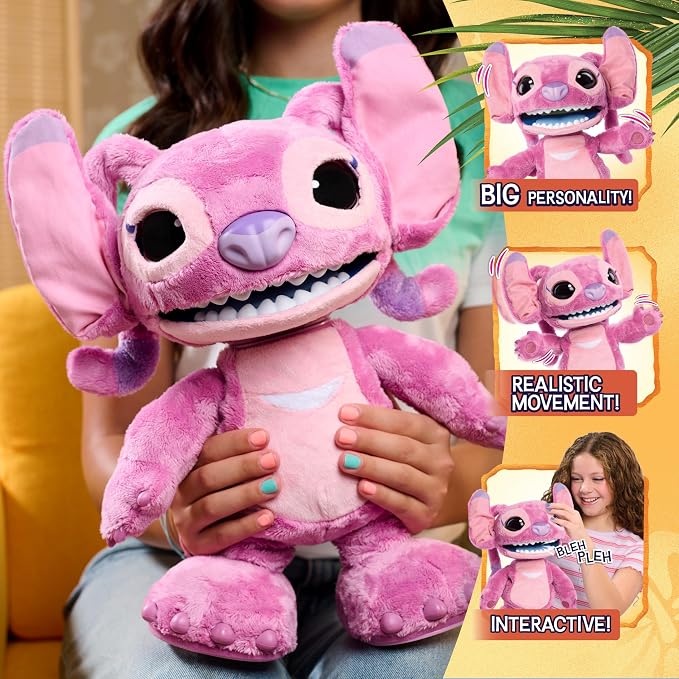 Disney Stitch Ultimate Angel Interactive 17" Plush Toy, 100+ Sounds & Reactions, Moves Like a Real-Life Angel, Toy for Fans, Girls, Kids, 3 and Up by Just Play