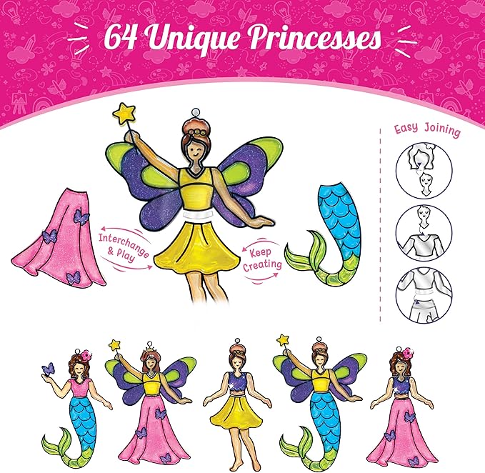 Imagimake Window Art Princess | Unicorn & Mermaid Suncather Kit | 16 Pieces Glass Painting Set | Kids Activities Ages 5-8 | DIY Craft Kit | Birthday Gifts for Girls Ages 5,6,7,8,9,10,12 Years Old