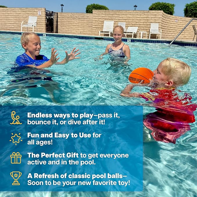 Aqua Dive Ball 9" Basketball – Underwater Pool Game for Kids All Ages – Fun Water Toy to Dribble & Shoot – Great for Outdoor Pool Parties & Summer Water Game Fun – Birthday Gift for Boys & Girls