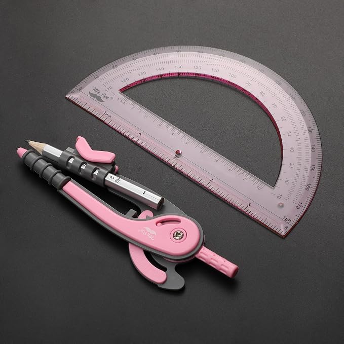 Mr. Pen- Geometry Compass and Protractor Set, 6 Inch Compass | 6 Inch Protractor, Drawing Tool for School, Clear Plastic, Easy Grip, Precision Design for Math, Art, Drafting, Architecture