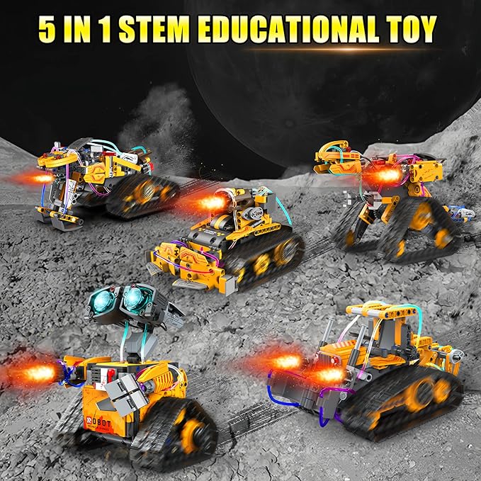 Yerloa 673PCS Robot Toys 5 in 1 Robotics Building Set for Kids Age 8-12, App & Remote Control STEM Toys with LED Lights, Science Kit Birthday Gift for Boys Girls 6 7 8 9 10 11 12 13 14 Year Old