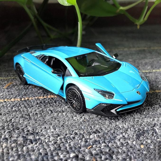 TGRCM-CZ 1/36 Scale Lamborghini Aventador LP700-4 Casting Car Model, Zinc Alloy Toy Car for Kids, Pull Back Vehicles Toy Car for Toddlers Kids Boys Girls Gift (Blue)