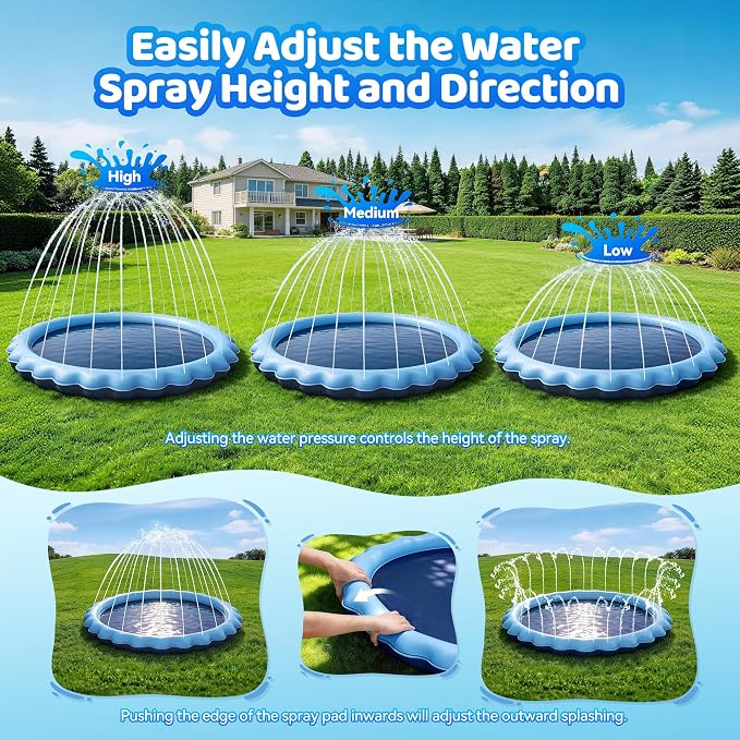Meowant Splash Pad for Kids and Pet, Not-Slip Sprinkler Play Mat for Toddler and Dog, Summer Toys, Outdoor Backyard Baby Pool and Dog Pool, Children and Pet for Outside, 87"