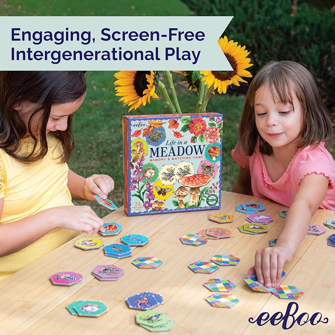 eeBoo: Memory and Matching Game - Life in a Meadow - 24 Pairs, Develops Recognition, Concentration, Memory & Vocabulary Skills, Age 3+