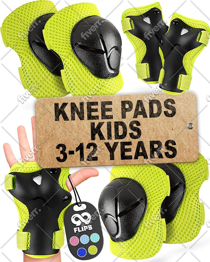 99FLIPS 6pcs Complete Set 3-12 Years- Knee Pads Elbow Pads and Wrist Guards for Kids and Toddler