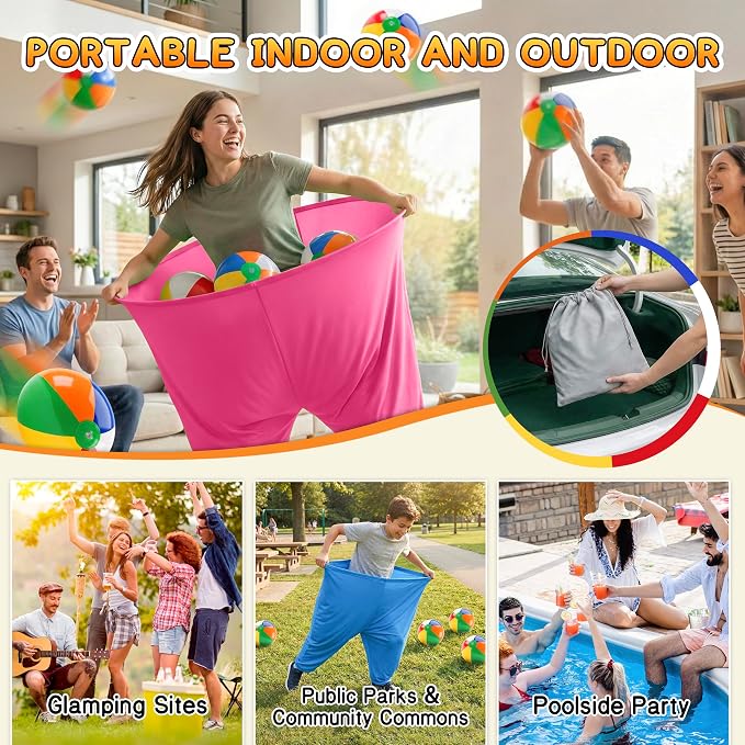Granny Pants Yard Game for Adults and Kids, Big Pants Ball Catch Game with 2 Giant Pants, Balls, Pumps & Storage Bag, Outdoor Tossing Games for Birthday Party, Backyard Party, Family Reunion
