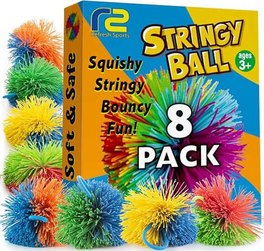 Stringy Balls & Sensory Toys 8 Pack - Fidget Toys Sensory Gifts for Kids Ages 3 4 5 6 7 8 + Year Old - Best Stress Balls Toys & Toddler Toys Gifts for Toddlers, Boys & Girls - Monkey Balls Fidget Toys
