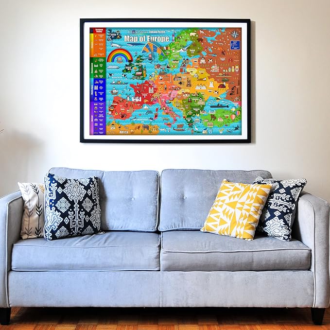 Think2Master Colorful Map of Europe 1000 Pieces Jigsaw Puzzle for Kids 13+, Teens, Adults & Families. Great Gift for stimulating Interest in the European Map. Size: 26.8” X 18.9”