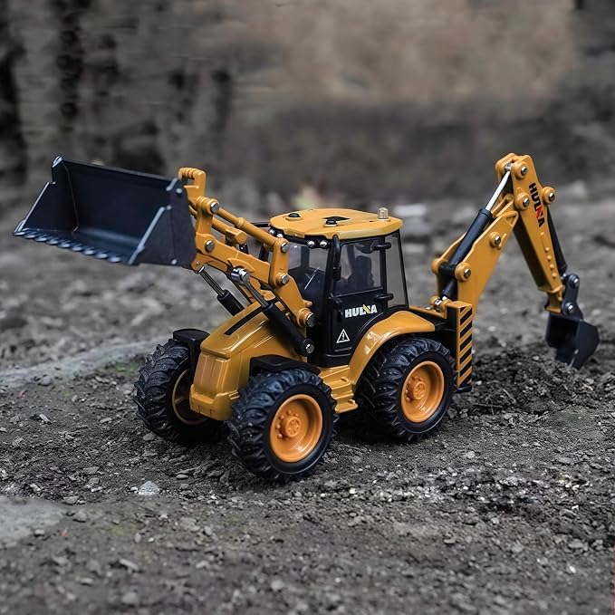 Backhoe Loader Toy for Kids, Alloy Digger Loder Construction Vehicle Toy | Front Loader Model, Alloy Backhoe Loader Vehicle, 1/50 Scale Toys Gifts