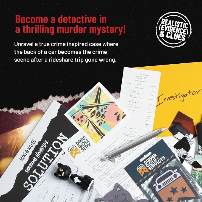 Hunt A Killer: Rideshare Homicide - Solve a Modern Day True Crime, Murder Mystery Games for Adults, Ages 14+, Perfect for Fans of Unsolved Mysteries and Cold Cases who Love the Hunt for a Killer