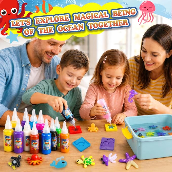 HunDun Squishy Making Kit Water Squishy Toy,Magic Water Elf Toy Kit for Kids,Water Pets Sensory DIY Craft Kit with 22 Gels & 14 Molds.Squishy Toys Maker Set.Aqua Fairy Gel Magic Water Art Kit Favors