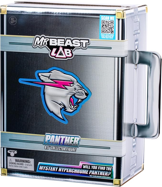 MrBeast Lab Apex Beast Neon Panther Collector Figure, Standing at 6.5 Inches/16.5cm Tall, with Extreme Detailing, Premium Packaging, 13 Points of Articulation and Chomp Jaw