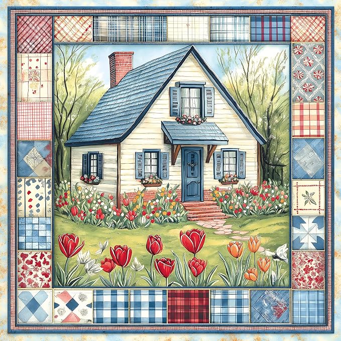 Cottage Bloom 500 Piece Jigsaw Puzzle for Adults, Cozy Country House Garden Scene with Tulips, 20 x 20 Inches for Relaxing & Decor