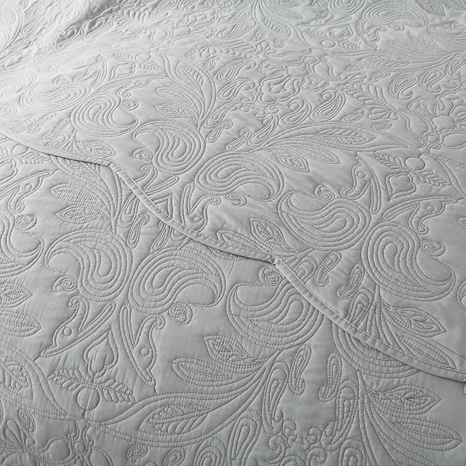 HoneiLife King Quilt Bedding Set - 3 Piece Microfiber Quilt Sets Lightweight Bedspreads Reversible Coverlets Retro Bed Cover Quilt King Size All Season Quilts-Light Grey