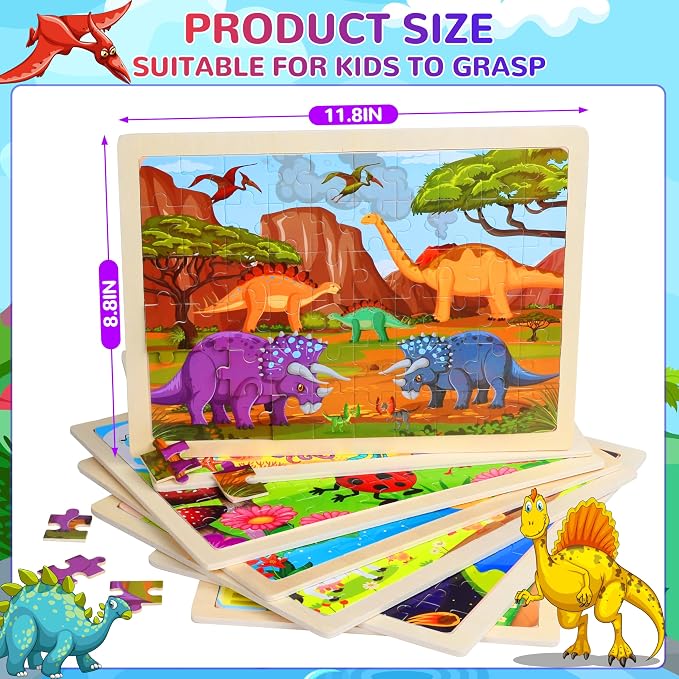 OCTERIC 7 Packs Puzzles for Kids Ages 4-6, 60 PCs Wooden Jigsaw Puzzles Preschool Educational Toys Gifts for Children Ages 4-8, Kids Puzzle for 3 4 5 6 Year Olds Boys Girls