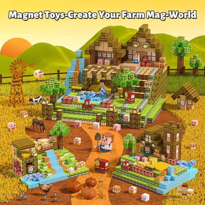 150pcs Magnetic Blocks,Magnetic Building Blocks STEM Toys for Kids Ages 3+,Magnet Tiles with Forest Animals Blocks Set, Educational Sensory Toys for Toddlers,Boys & Girls–Creative Game Gift