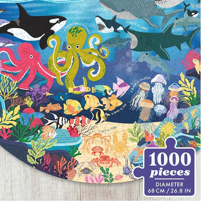 Ridley's Games: Ocean Lovers Jigsaw Puzzle- 1000 Piece Puzzle - Great to Display in a Frame - Birthday Gift for Sea and Beach Lovers - Includes Fun Ocean Facts