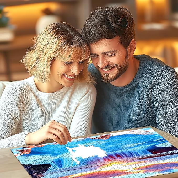 Winter Icelandic Waterfalls Landscape 500 Piece Puzzles for Adults,Nature Puzzles for Adults 500 Pieces with HD Print & Poster, 15" X 23" Dust Free, for Gifts Halloween Christmas Family Games