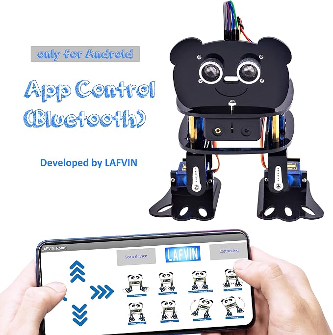 LAFVIN DIY 4-DOF Panda Robot Kit Programmable Dancing Robot Kit Support Android APP Control Compatible with Arduino IDE
