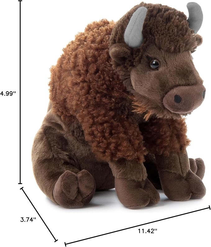 The Petting Zoo Bison Stuffed Animal, Gifts for Kids, Wild Onez Zoo Animals, Sitting Bison Plush Toy 12 inches