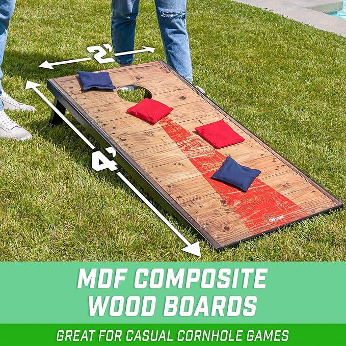 GoSports Portable Cornhole Sets, 8 Styles – Choose 4 x 2 ft or 3 x 2 ft - Boards Include 8 Bean Bags, Travel Case, and Game Rules