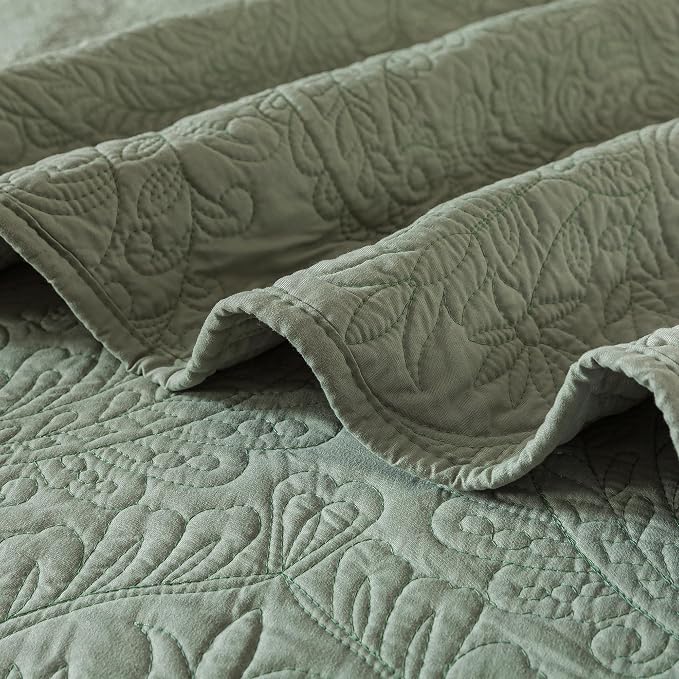HoneiLife Queen Quilt Bedding Sets - Microfiber Quilt Sets for Queen Bed, 3-Piece Lightweight Bedspreads,Reversible Coverlets Rustic Bedlinen Sets, Embroidered Bedding Sets All Season Quilts