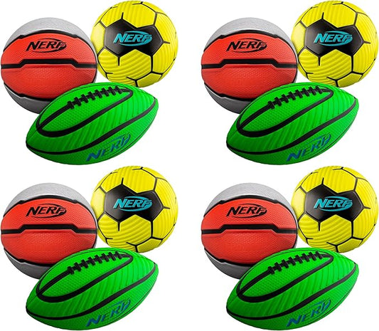 Nerf Mini Foam Sports Ball Set - Foam Football, Soccer Ball + Basketball Soft Sports Toy for Kids