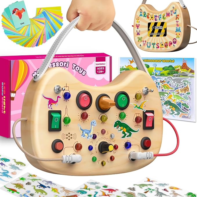 Montessori Busy Board LED Light Switches,Toddler Toys for 1 2 3 Years Old
