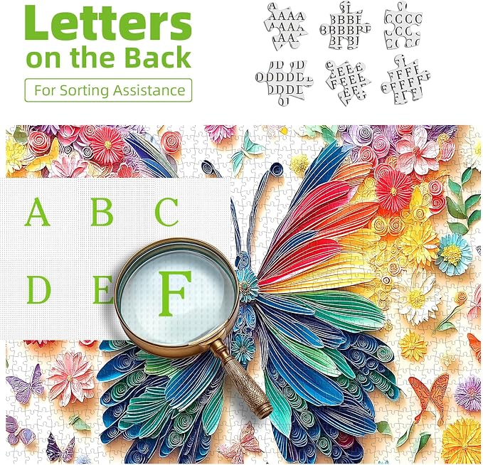 500 Piece Puzzle for Adult, Colorful Butterfly Paper Art Flower Butterfly Jigsaw Puzzles Challenging for Family Fun Party Game Gifts Decoration (20 x 20 Inch)