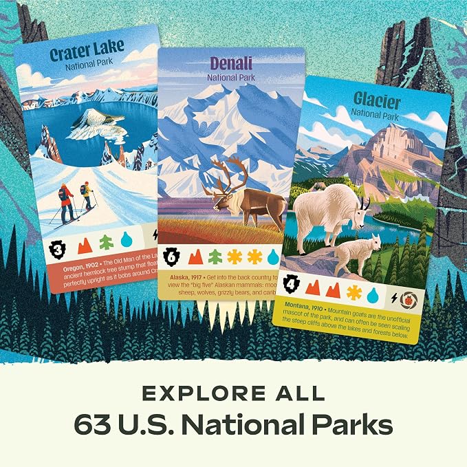 Keymaster Games Parks Base Camp | Beautiful Strategy Game for Families, Adults or Solo | Best Board Game for Nature, Outdoors, and Hiking | The US National Parks Game | Ages 10+ | 1-5 Players