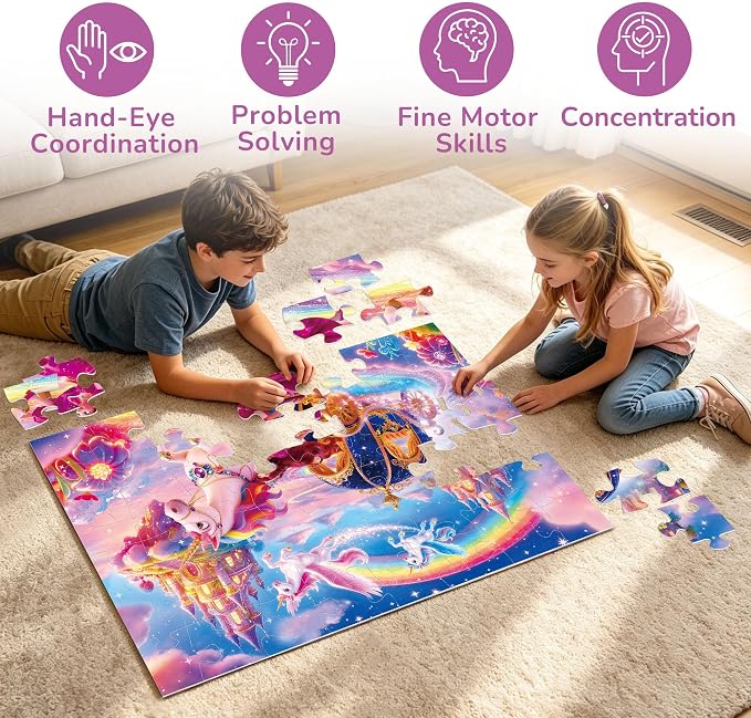 BenBen Floor Puzzles for Kids, 48 Piece 2 x 3 Feet Large Dessert Party Jigsaw Puzzle for Kids Ages 4–6, Educational Toy Gift for Boys & Girls