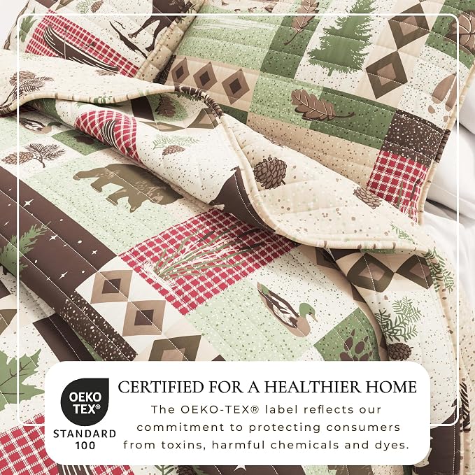 Great Bay Home Lodge Quilt Set - 2-Piece Twin/Twin XL Size Rustic Bedding Set - Lightweight, All-Season, Reversible Bedspread (Lodge Patchwork)
