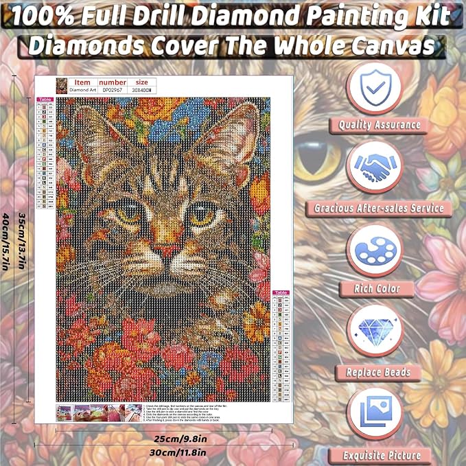 RYMILIE Black Cat Diamond Art Kits for Adults Beginners,DIY Diamond Art 5D Full Drill Diamond Dots Diamond Painting with Complete Tools,Pefect Art Crafts for Home Wall Decor Gift-12x16in