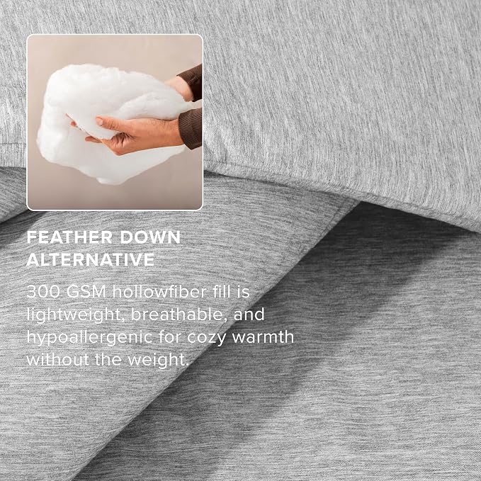 Bare Home Bed-in-A-Bag 7 Piece Comforter & Sheet Set - Queen - Goose Down Alternative - Ultra-Soft 1800 Premium Bedding Set - Cationic (Queen, Heathered Pewter)