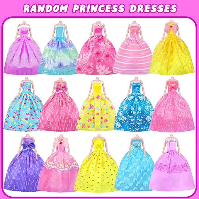 MINIFUN 91 Pcs Doll Convertible Car Set, Doll Clothes and Accessories, Doll Playset Dress up Toys for Girls Kids Toddlers, Gift Toys for Age 3 4 5 6 7 8