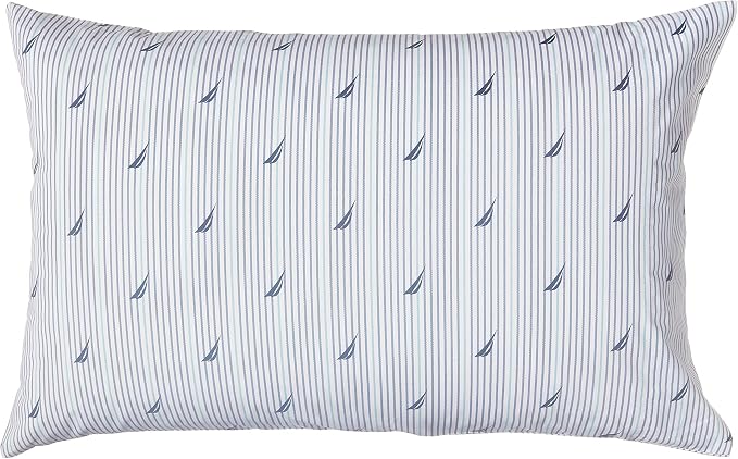 Nautica - Queen Sheets, Cotton Percale Bedding Set, Casual Home Decor (Audley Stripe Blue, Queen)