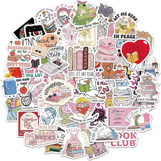 QTL Bookish Stickers for Readers, BookTok Party Supplies, Waterproof Vinyl Stickers for Kindle and Laptop, 80PCS