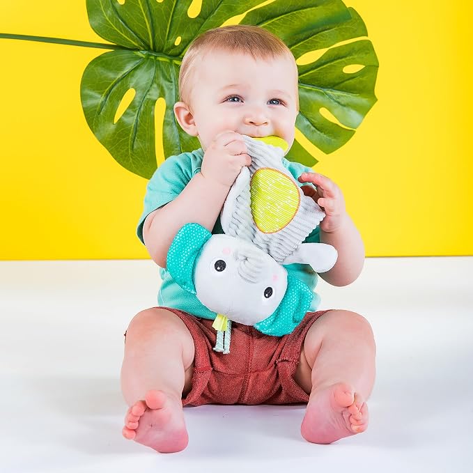 Bright Starts Snuggle & Teethe BPA-Free Crinkle Teething Plush Baby Toy - Elephant