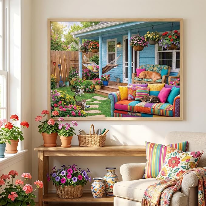 Nattork Jigsaw Puzzles 1000 Pieces for Adults, Families (Garden Cottage) Pieces Fit Together Perfectly