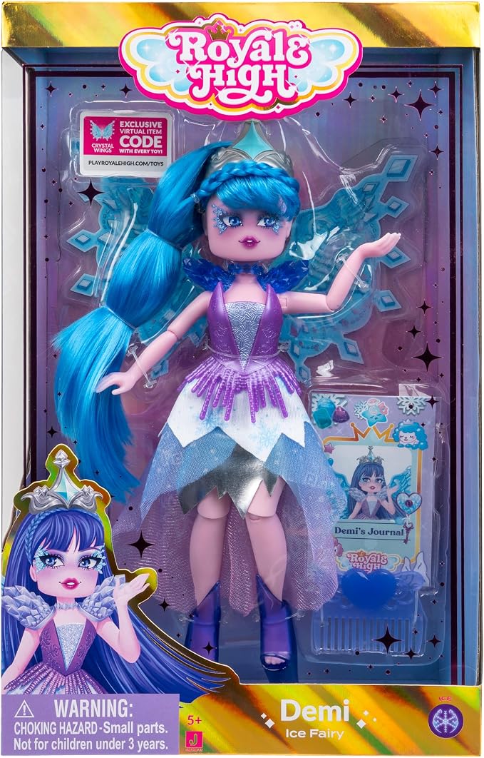 Royale High 9” Fashion Doll - Demi The Ice Fairy, Wave 2, Series 2 - Fairy Journal, Comb, and Virtual Item Code Included - Amazon Exclusive - Ages 5+