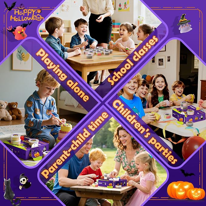 Air Dry Clay Kit - Halloween Theme, Modeling Clay for Kids, DIY Magic Clay with Sculpting Tools and Tutorials,12 Boxes Molding Clay, Ultra Light, Soft & Non-Sticky, Arts and Crafts Gift for Kids